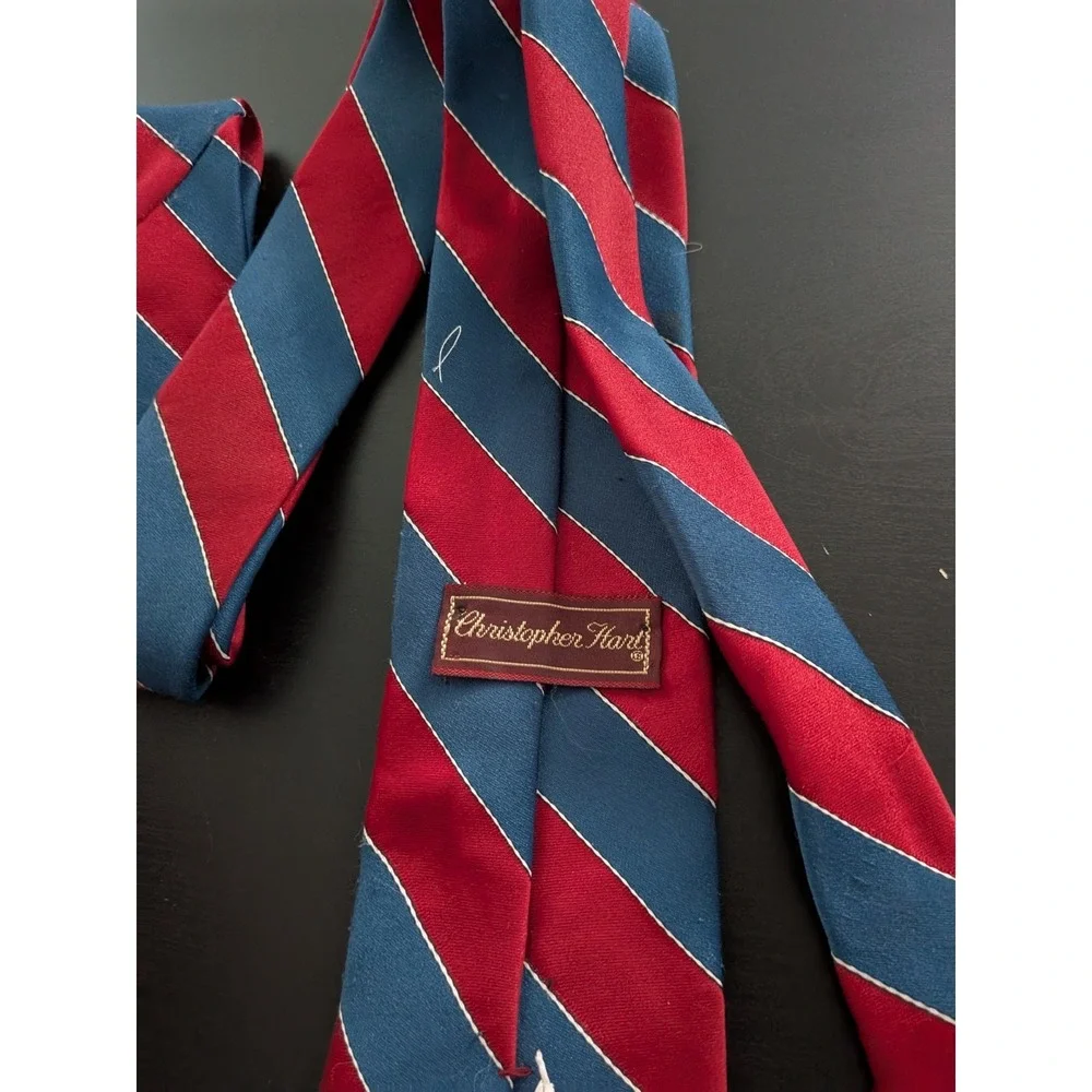 Christopher‎ Hart Tie Necktie Vintage Red Blue Striped